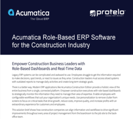 Acumatica Role-Based ERP Software for the Construction Industry